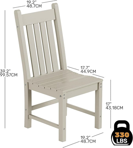 Costaelm Armless Outdoor Chair, Patio Adirondack Chair, HDPE Poly Lumber Waterproof Restaurant Bistro Kitchen Dining Chair for Outside Porch Backyard Garden, Sand