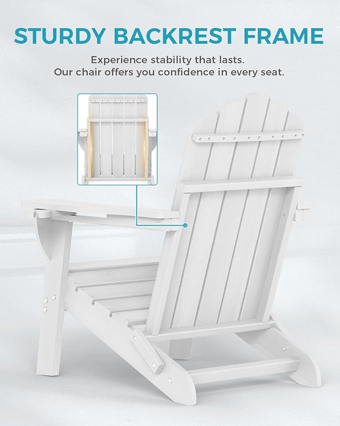 Adirondack Chairs Set of 4, Patio Chair, HDPE Fire Pit Chairs, Plastic Adirondack Chairs with 2 Cup Holder - Photo 5