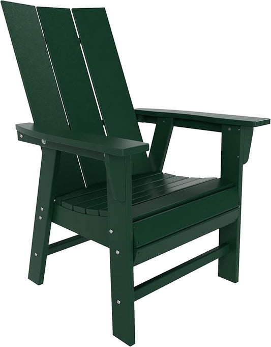 WO WESTIN OUTDOOR HDPE Shoreside Modern Curveback Adirondack Dining Chair,Dark Green