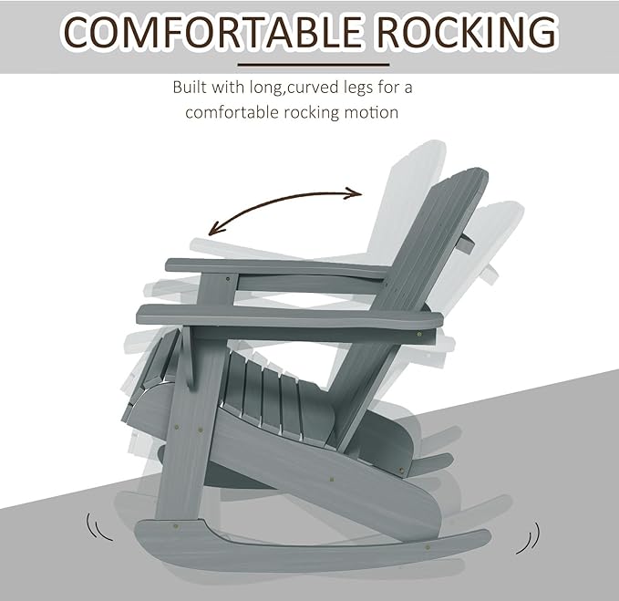Outdoor Rocking Chair, Solid Wood Patio Rocker, Ergonomic Comfort 285LBS for Porch, Patio, Garden, Backyard