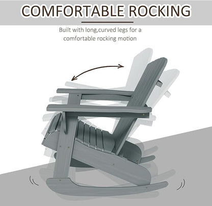 Outdoor Rocking Chair, Solid Wood Patio Rocker, Ergonomic Comfort 285LBS for Porch, Patio, Garden, Backyard