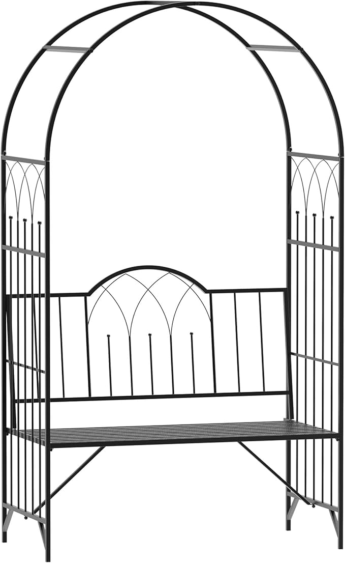 Metal Garden Arbor Bench with Two-Trellis Design