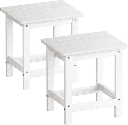 ONBRILL Outdoor Side Table Set of 2, Adirondack Small End Table, Indoor & Outdoor Use, HDPS Weather Resistant/Easy Maintenance for Patio, Pool, Deck, Porch, Garden, Shower, Outside- (2, White)