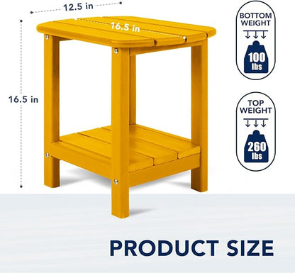 nalone Adirondack Side Table 16.5" Outdoor Side Tables HDPE Plastic Double Patio Small Table for Outdoors (Orange)