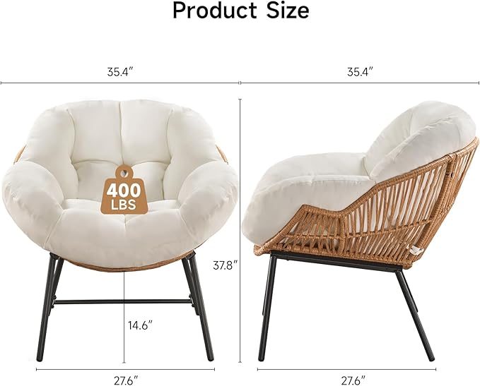 ONBRILL Outdoor Egg Chair, Indoor Lounge Chair for Patio, Bedroom, Living Room, Porch - Beige