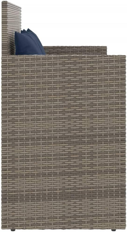Outdoor Garden Bench with Storage, 47-Inch PE Rattan Patio Seating, Weather-Resistant Bench for Backyard, Deck, and Porch, Seats 2, Gray