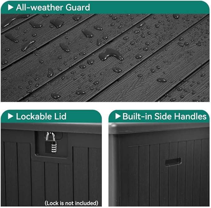 YITAHOME XL 150 Gallon Large Deck Box, Outdoor Storage for Patio Furniture Cushions, Garden Tools, Waterproof - Photo 4