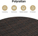 vidaXL Garden Bench with Cushions Brown UV Resistant Poly Rattan Outdoor Seating 2 Person Storage Compartment Modern - Photo 5