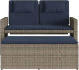 Reclining Patio Bench with Cushions Gray Poly Rattan Garden Bench Outdoor Bench Porch Bench Deck Bench for patios - Photo 5