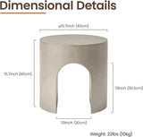 HOMPUS Outdoor Side Table w Hollow Arch, Concrete End Table, Round Patio MgO Coffee Lightweight - Photo 2