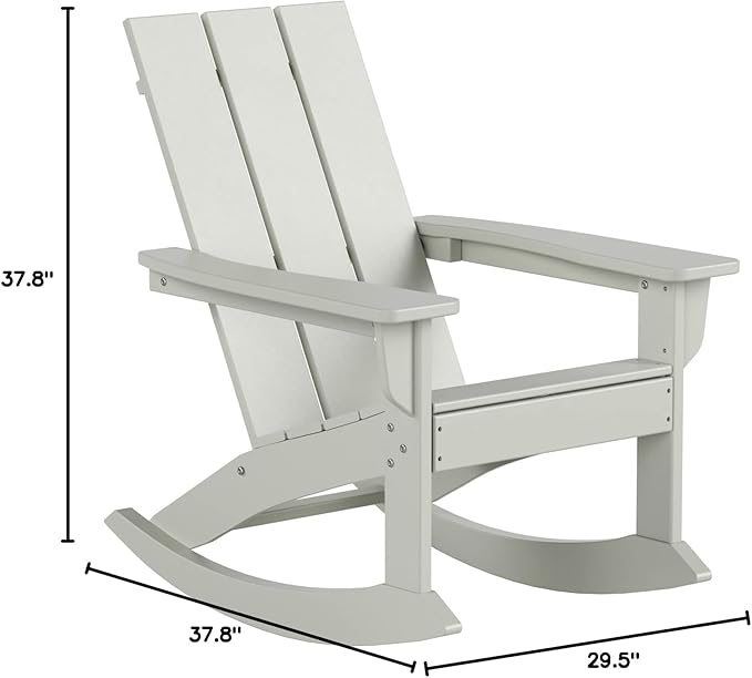 WO WESTIN OUTDOOR HDPE Shoreside Modern Rocking Poly Adirondack Chair (Set of 2),Sand