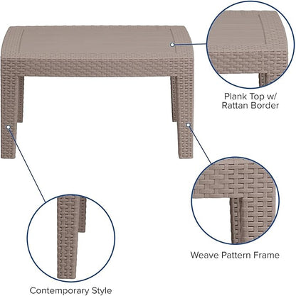 Flash Furniture Seneca Light Gray Faux Rattan Coffee Table