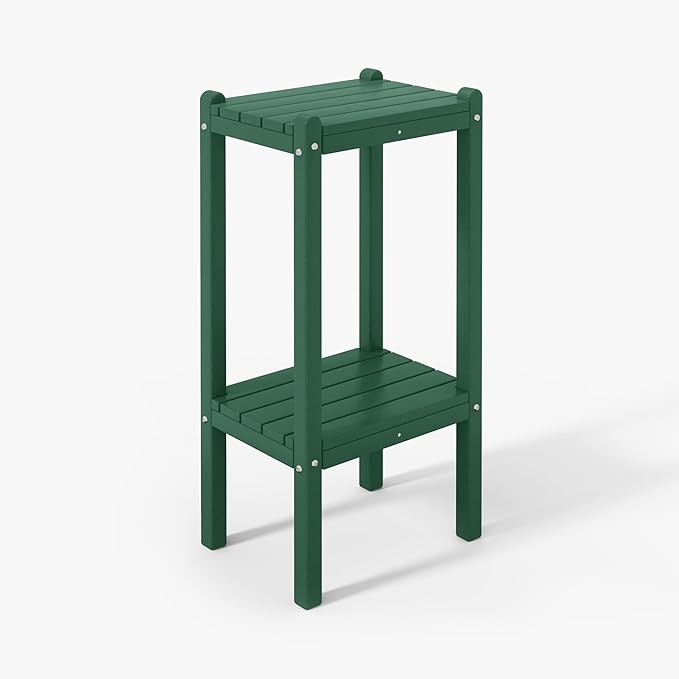 WestinTrends Malibu 36" Outdoor Adirondack HDPE 2-Tier Patio Side Table, Dark Green