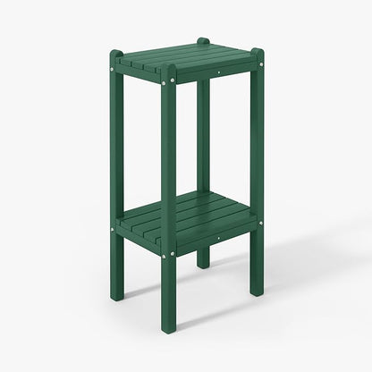 WestinTrends Malibu 36" Outdoor Adirondack HDPE 2-Tier Patio Side Table, Dark Green