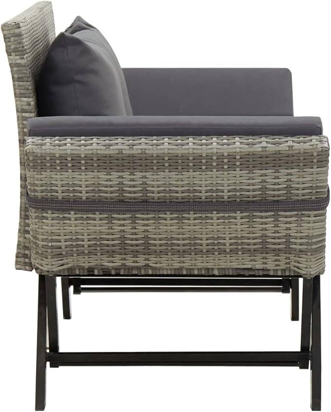 Patio Bench with Cushions, Outdoor Sunbed, Cushion Cover Removable, Garden Bench, Easy to Clean for Patio, Garden, Patio - Photo 4