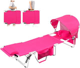 Oversized Extra Wide Tanning Chair with Sun Canopy Face Hole Padded Adjustable Washable - Photo 1