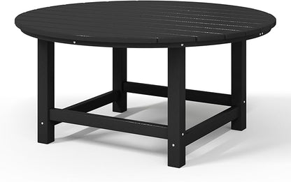 WestinTrends Malibu Low Outdoor HDPE Round Patio Coffee Table, Black