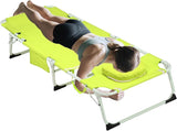 3-in-1 Heavy Duty Tanning Chair with Face Hole Adjustable 5-Position Folding Chaise Lounge Chairs Outside Portable Lay - Photo 9