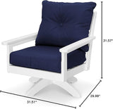 POLYWOOD® Vineyard Deep Seating Swivel Chair in White/Navy - Photo 2