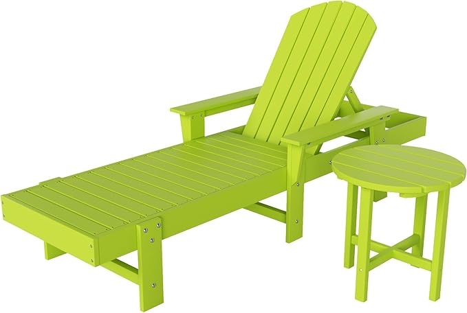 WestinTrends Dylan 2 Piece Adirondack Reclining Chaise Lounge with Arms Lime