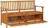 Solid Acacia Wood Storage Bench 58.3 Inch Rectangular Rustic Design for Garden Patio Entryway Indoor Outdoor Seating - Photo 4