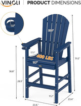 VINGLI Tall Adirondack Chairs Set of 2, All-Weather Plastic Adirondack Chair with Cup Holders - Photo 3