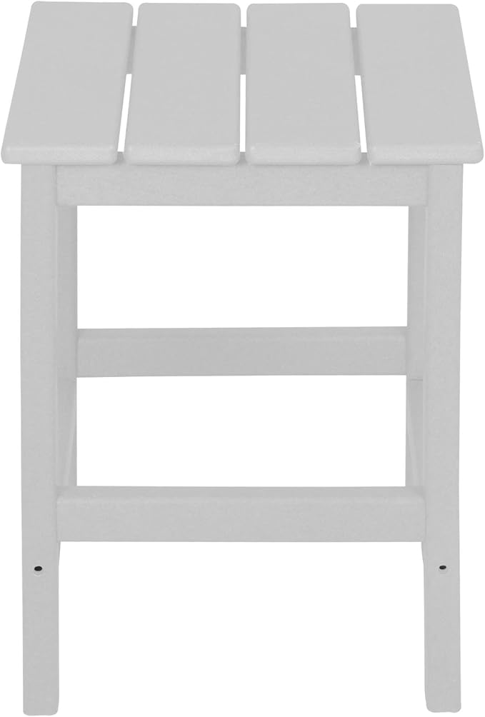 WO Home Furniture 3pc Set - HDPE Poly Adirondack Chair with Ottoman/Footrest and Square Side Table, All Weather and UV Resistant for Outdoor Patio Backyard, Garden, White