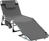 Tangkula Tanning Chair, Outdoor Folding Beach Lounge Chair with Face Hole, Adjustable Footrest, Removable Pillow - Photo 1