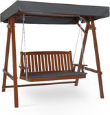 VINGLI Porch Swing with Stand, Wooden Swing & Stand with Canopy, Hanging Swing Chair with Stand for Garden - Photo 1