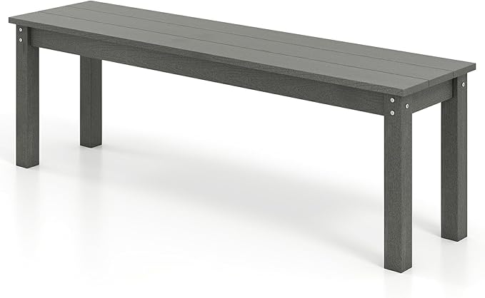 Moccha HDPE Outdoor Bench, 55" Patio Bench with Slatted Seat &750 Lbs Capacity, Weatherproof Outside Seating Furniture, 2-3 People Backless Garden Bench, Loveseat for Entryway, Porch, Lawn & Backyard