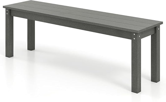 Moccha HDPE Outdoor Bench, 55" Patio Bench with Slatted Seat &750 Lbs Capacity, Weatherproof Outside Seating Furniture, 2-3 People Backless Garden Bench, Loveseat for Entryway, Porch, Lawn & Backyard