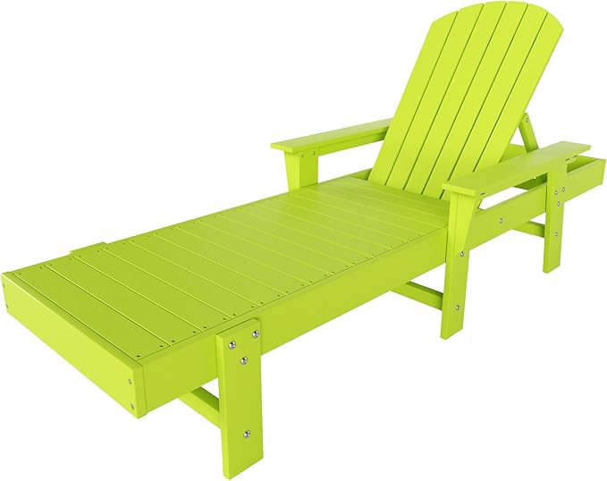 WestinTrends Dylan HDPE Outdoor Patio Poly Adirondack Reclining Chaise Lounge with Arms, Lime