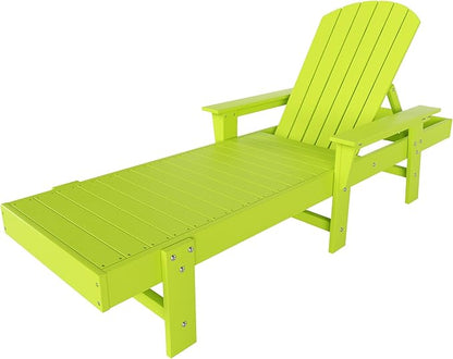 WestinTrends Dylan HDPE Outdoor Patio Poly Adirondack Reclining Chaise Lounge with Arms, Lime