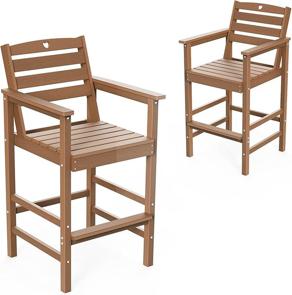 Patio Bar Table, Adirondack Chairs and Table 2 Pieces Set, Bar Height Chairs Set of 2, Outdoor Bar Stools Set - Photo 1