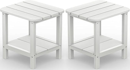 SERWALL Double Adirondack Side Table Set of 2, End Table- White