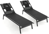 Giantex Patio Chaise Lounge Chair - Outdoor Lounge Chaise with Face Hole, Detachable Head Pillows - Photo 1