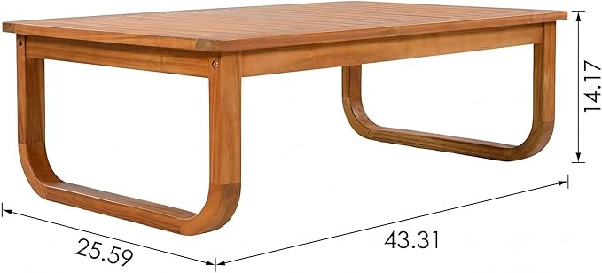 Merax Outdoor 4-Piece Acacia Wood Conversation Set - Patio 2-Seat Loveseat Sofa w/Coushion - Photo 2