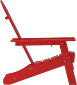 Flash Furniture Newport Adirondack Chair with Cup Holder, Weather Resistant Poly Resin Adirondack Chair, Red - Photo 9