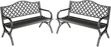 MFSTUDIO Outdoor Metal Bench Set of 2, 50" Black Outdoor Metal Garden Bench with Arch Legs - Photo 1