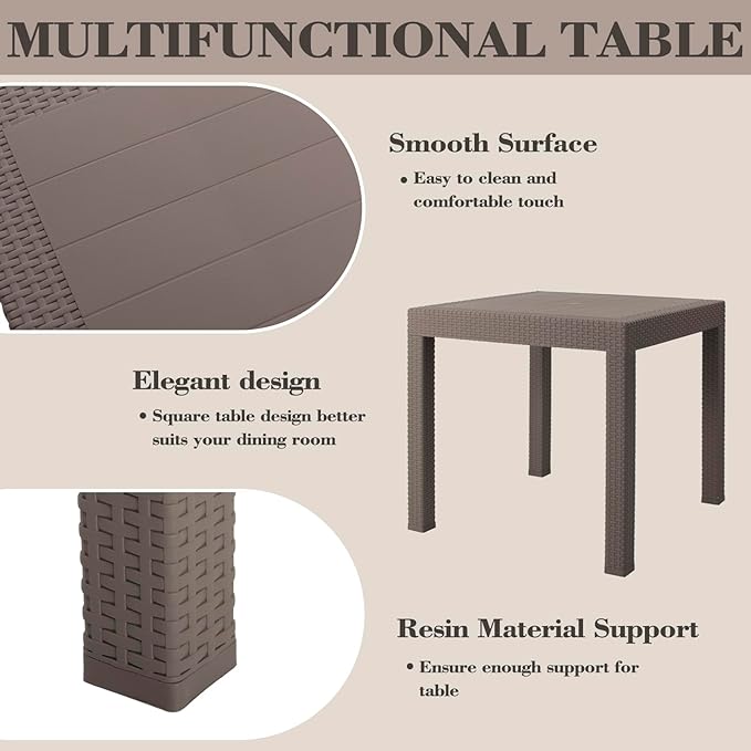 DIMAR GARDEN 5 Piece Patio Dinning Chairs Set, 31.5" Square Table with Umbrella Hole - Photo 3