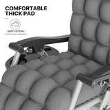 MoNiBloom Beach Chaise Lounge Chair, Patio Folding Recliner with Removable Cushion, Headrest & Tray - Photo 6