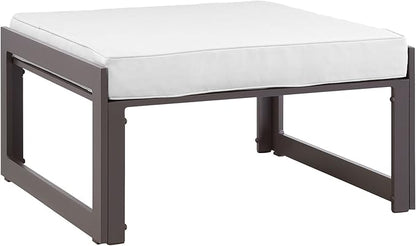 Modway Fortuna Aluminum Outdoor Patio Ottoman in Brown White