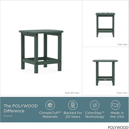 POLYWOOD SBT18GR South Beach 18" Outdoor Side Table, Green