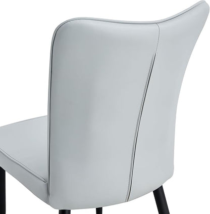 Modern Dining Chairs,Pu Upholstered Leather Chair and Sturdy Metal Legs,Comfortable Ergonomic Large Backrest Design,Applicable to Front Porch,Outdoor Lounge,Garden,Reception Room,Patio,LightGray-PU