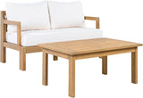 2 Pieces Patio Furniture Chat Set, Outdoor Cushioned Loveseat with Acacia Wood Coffee Table for Backyard, Balcony - Photo 3