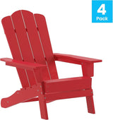 Flash Furniture Newport Adirondack Chairs with Cup Holders, Weather Resistant Poly Resin Adirondack Chairs, Set of 4 - Photo 4