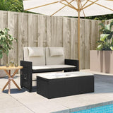 Garden Bench Deck Bench Reclining Patio Bench with Cushions Black Poly Rattan - Photo 3