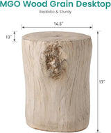 SUNBURY Outdoor Side Table Set of 2, Tree Stump Side Table Antique Beige Colored Faux Wood, End Table Wood Stump Stool - Photo 2