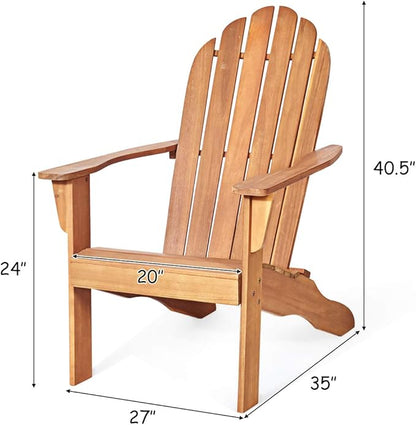 Giantex Adirondack Chairs with Table, 3PCS Wooden W/Two Lounger Chairs with One Side Table for Yard, Patio, Garden, Poolside and Balcony Outdoor& Indoor Adirondack Chairs with Table Set