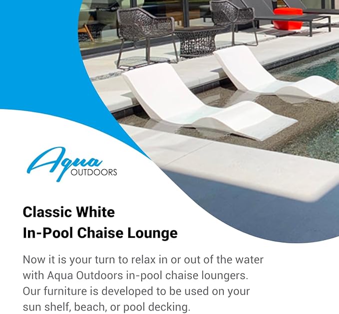 Aqua Outdoors Pool Chaise Lounge Chairs for Ledge & Shelf, Water-Weighted Pool Lounger for Depths Up to 9” - Photo 8